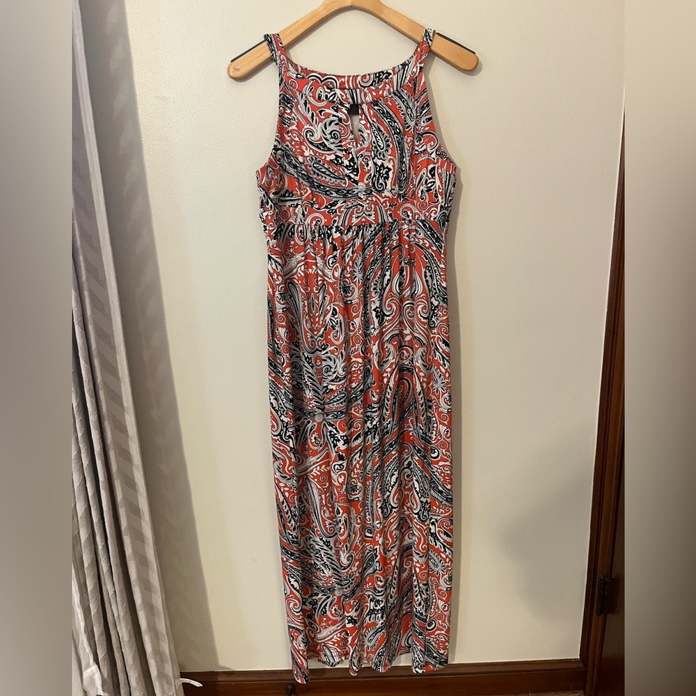 Ann Taylor Paisley Print Sleeveless Fall Maxi Dress